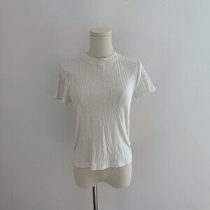 RE/DONE White Ribbed Baby Tee Size Small